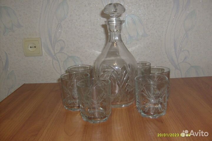 Графин со стаканами хрустальный