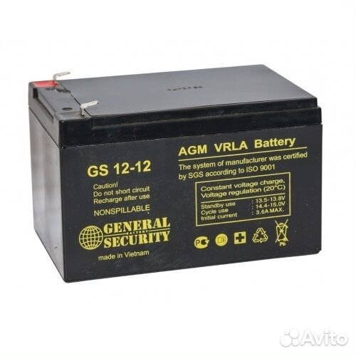 Аккумулятор GS 12-12 (12В 12А/ч)