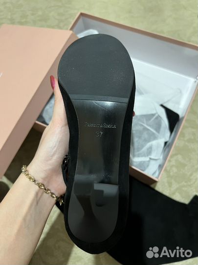 Сапоги женские, натуральная замша, 37 размер