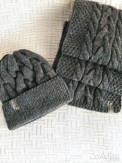 Вязанная Шапка и шарф, ручная работа