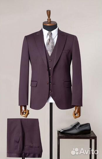 Мужской костюм бордовый premium