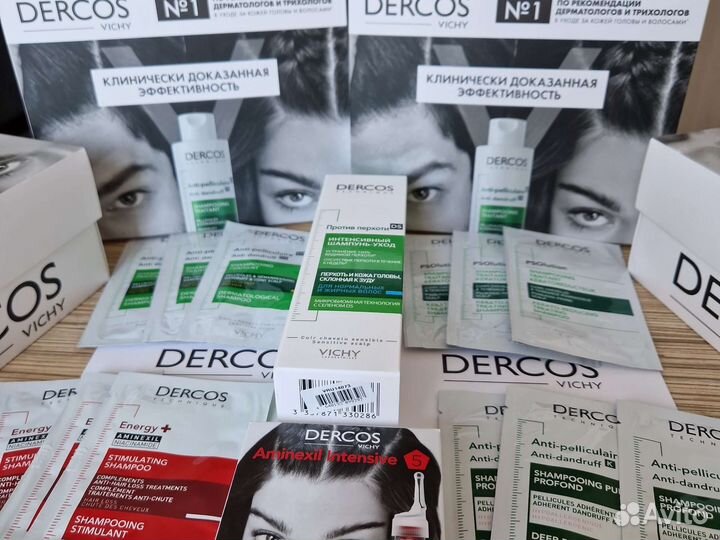 Набор Dercos Vichy шампунь и ампулы в коробке