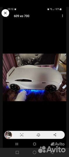 Детская кровать машина бу с матрасом и подсветкой