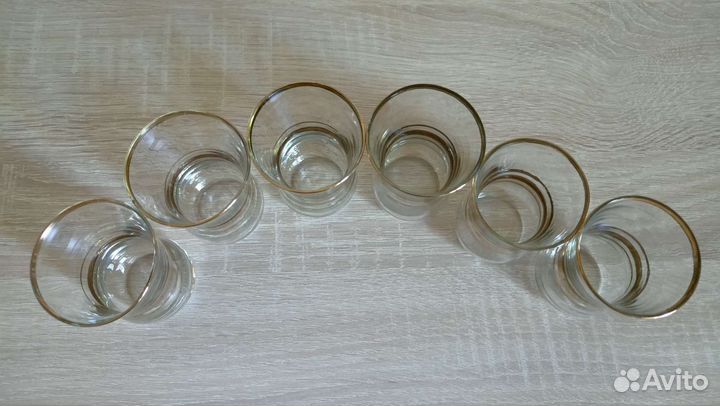 Рюмка, стопки из стекла с золотой каймой