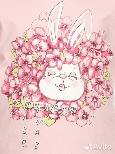 Комплект для девочек розовый с зайкой (шорты)
