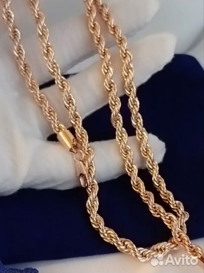 Цепь покрытие золото, плетение веревка