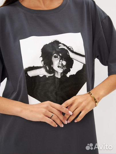 Футболка женская оверсайз графит