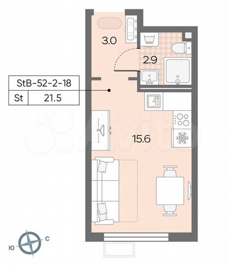 Квартира-студия, 21,5 м², 10/24 эт.
