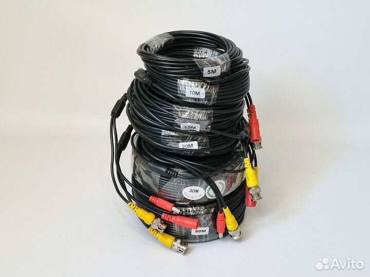 Кабель для видеонаблюдения готовый с питанием