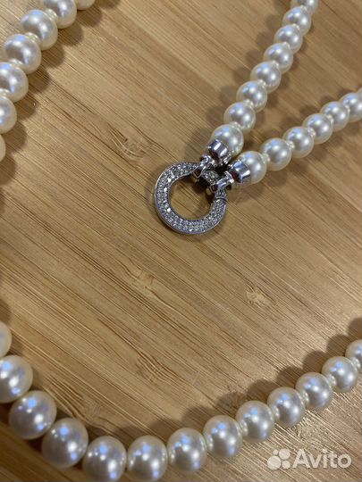 Бусы жемчуг Майорка и серьги пусеты, серебро 925