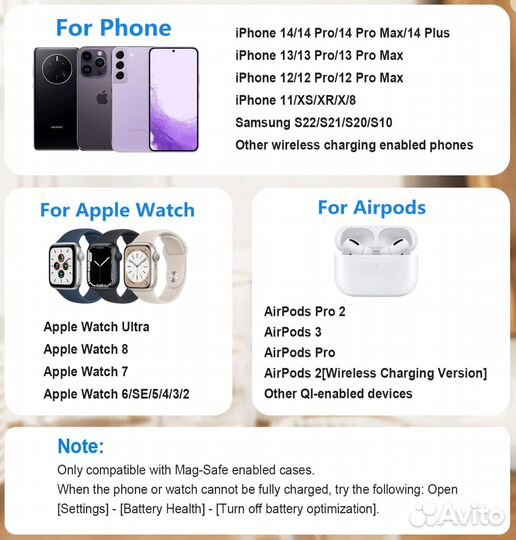 Беспроводное зарядное устройство 3 в 1 для Apple