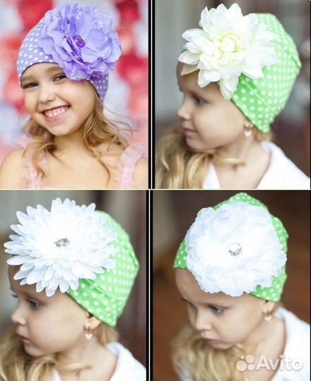 Шапочка трикотаж с цветком