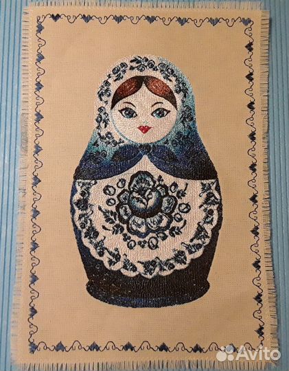 Машинная вышивка.Матрешки