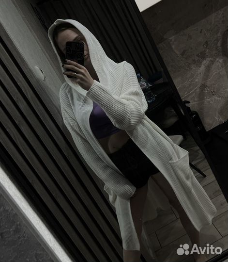 Длинный вязаный кардиган