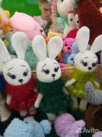 Вязаные игрушки зайка#
