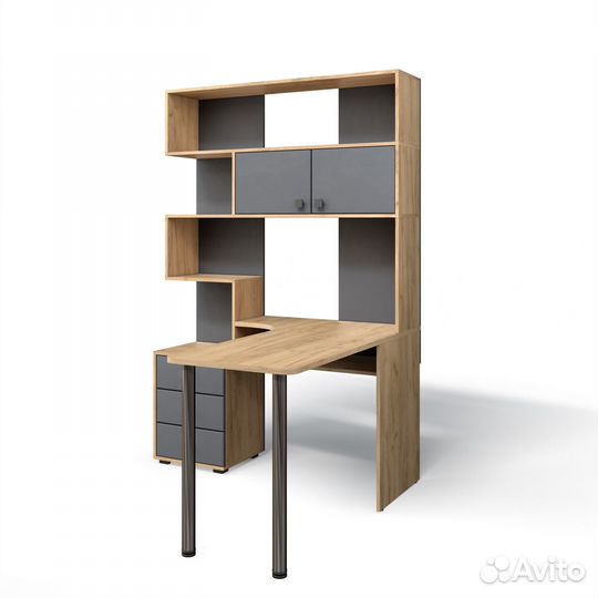 Стол ск 10 правый дуб крафт/ателье светл, черный