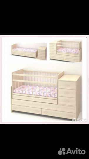 Детская кроватка трансформер с комодом