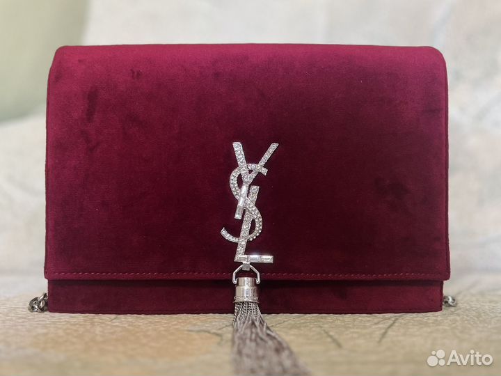 Сумка клатч YSL бархат со стразами