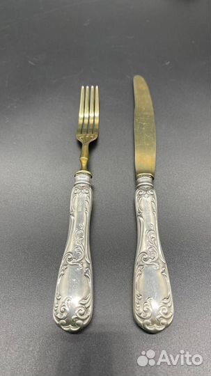 Вилка и нож ручка серебро
