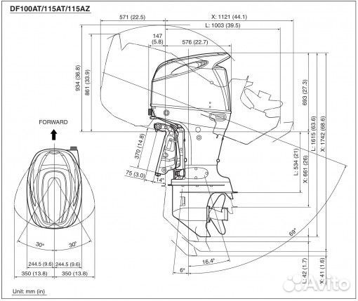 Мотор лодочный Suzuki DF 115AT 2044 см Япония