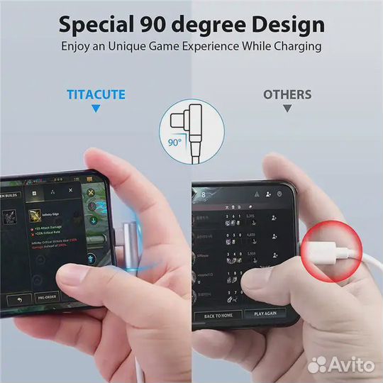 Кабель зарядный Xiaomi 6A 120W угловой Type C, 1.5