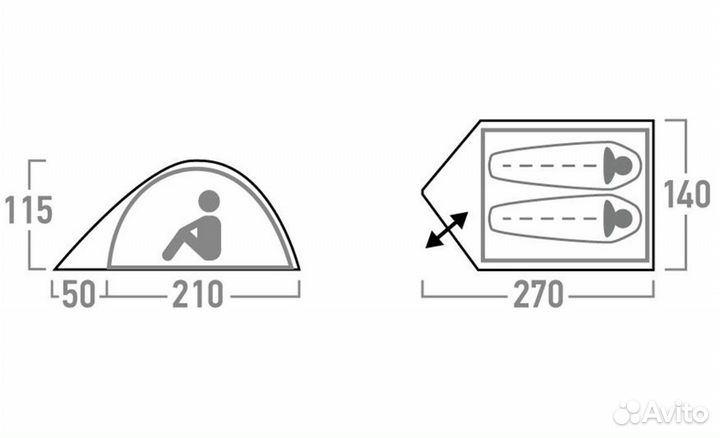 Палатка 2-местная Outventure dome 2
