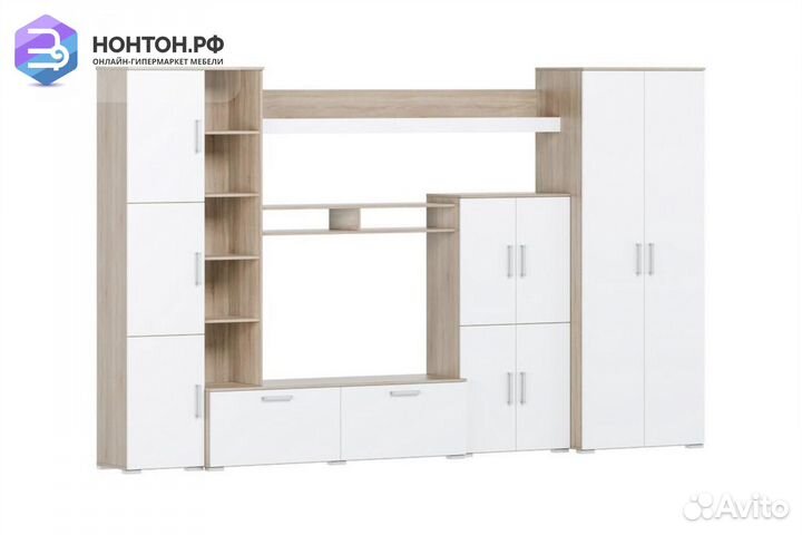 Стенка Атлантида-5 дуб сонома светлый / белый