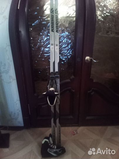 Лыжи беговые с креплениями, лыжный ботинки