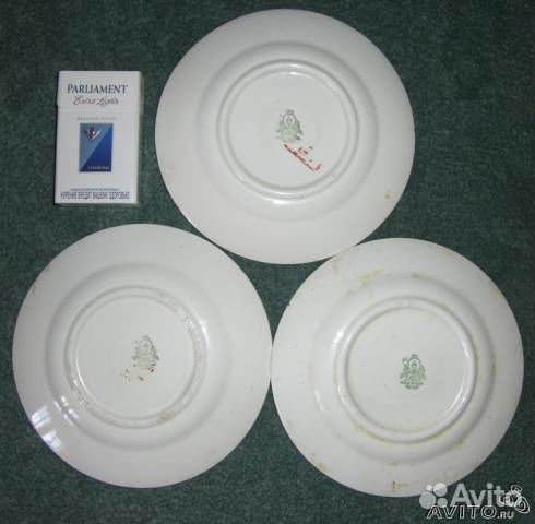 СССР, Три тарелки с рисунком, главфарфорфаянс