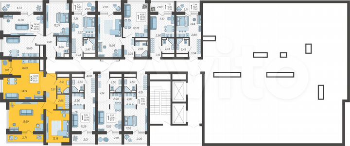 3-к. квартира, 65,5 м², 19/19 эт.