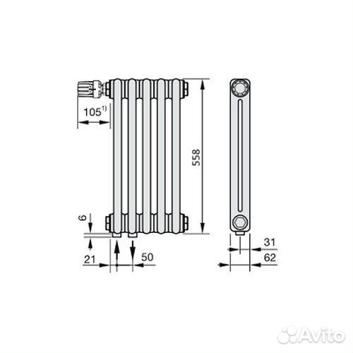 Стальной трубчатый радиатор отопления Zehnder 2056
