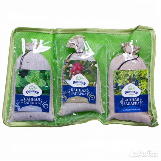 Запарки для бани набор-мята,эвкалипт, можжевельник