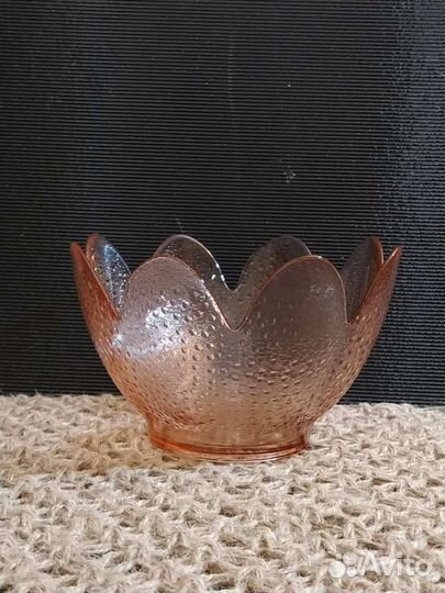 Конфетница СССР розовое стекло