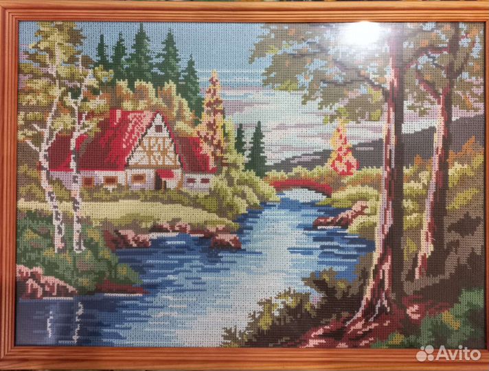 Картина вышитая крестиком, ручная работа