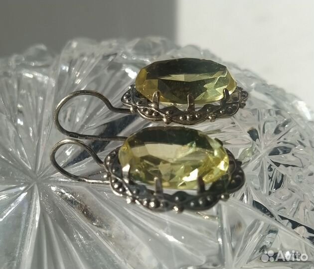 Серьги серебряные крупные 875 проба звезда СССР