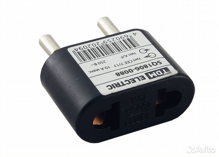 Переходник сетевой с плоской вилки, 10А, TDM