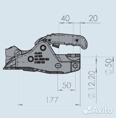 Замковое устройство прицепа d45/50 3000/325 кг А
