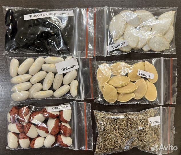 Семена: перец, фасоль, тыква, укроп, бархатцы