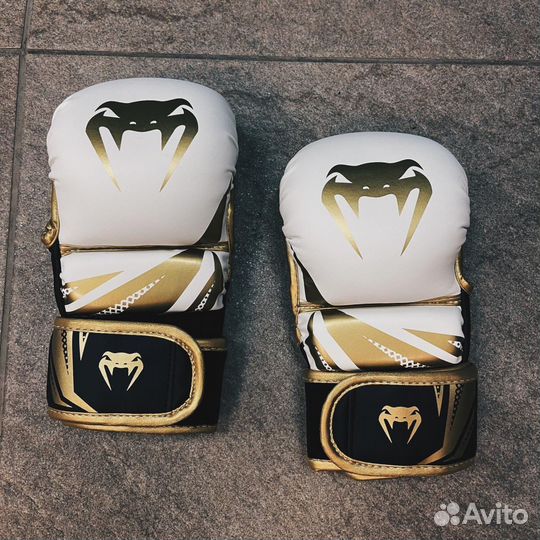 Крабы перчатки мма Белые с золотым