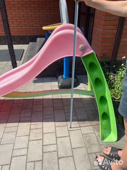 Детская горка пластиковая и баскетбольное кольцо