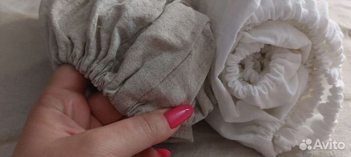 Простынь на резинке 120 60 лен 100