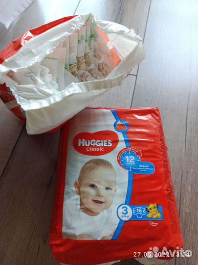 Подгузники huggies classic 3 (4-9 кг)