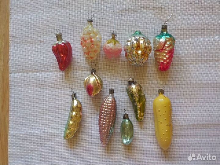 Елочные игрушки СССР овощи фрукты вата стекло опт