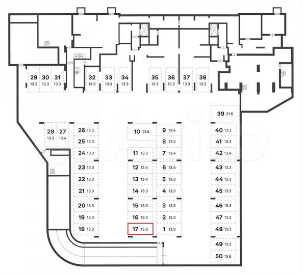 Машиноместо, 13 м²