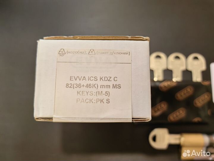 Цилиндр evva ICS 82 (36+46K) кл/верт, латунь