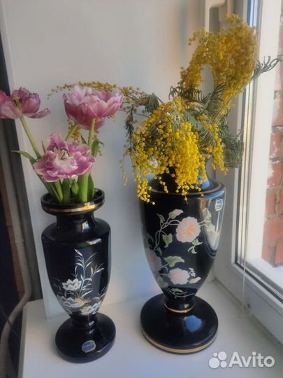 2 вазы из богемского стекла