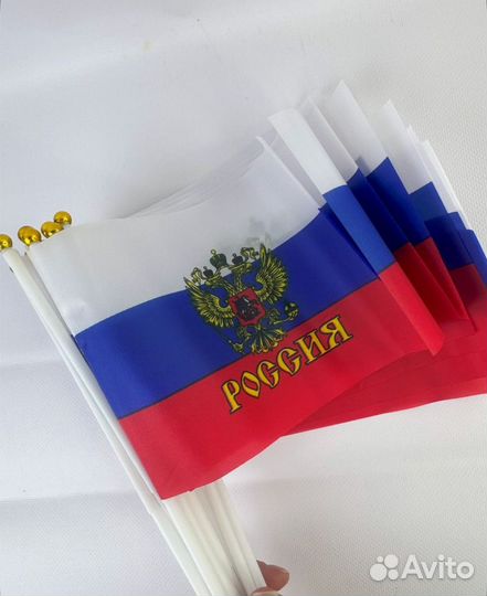 Набор флагов России с гербом 14х21см 12шт