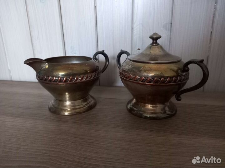Сахарница сливочник антикварный металл