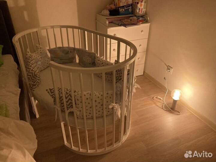 Круглая кроватка трансформер 8 в 1 (Бук )