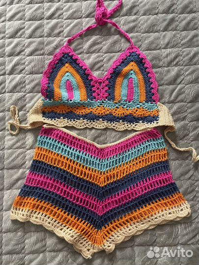 Вязаный костюм женский летний